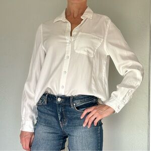 White, collared, button-down shirt - business, casual, or perfect for layering!
